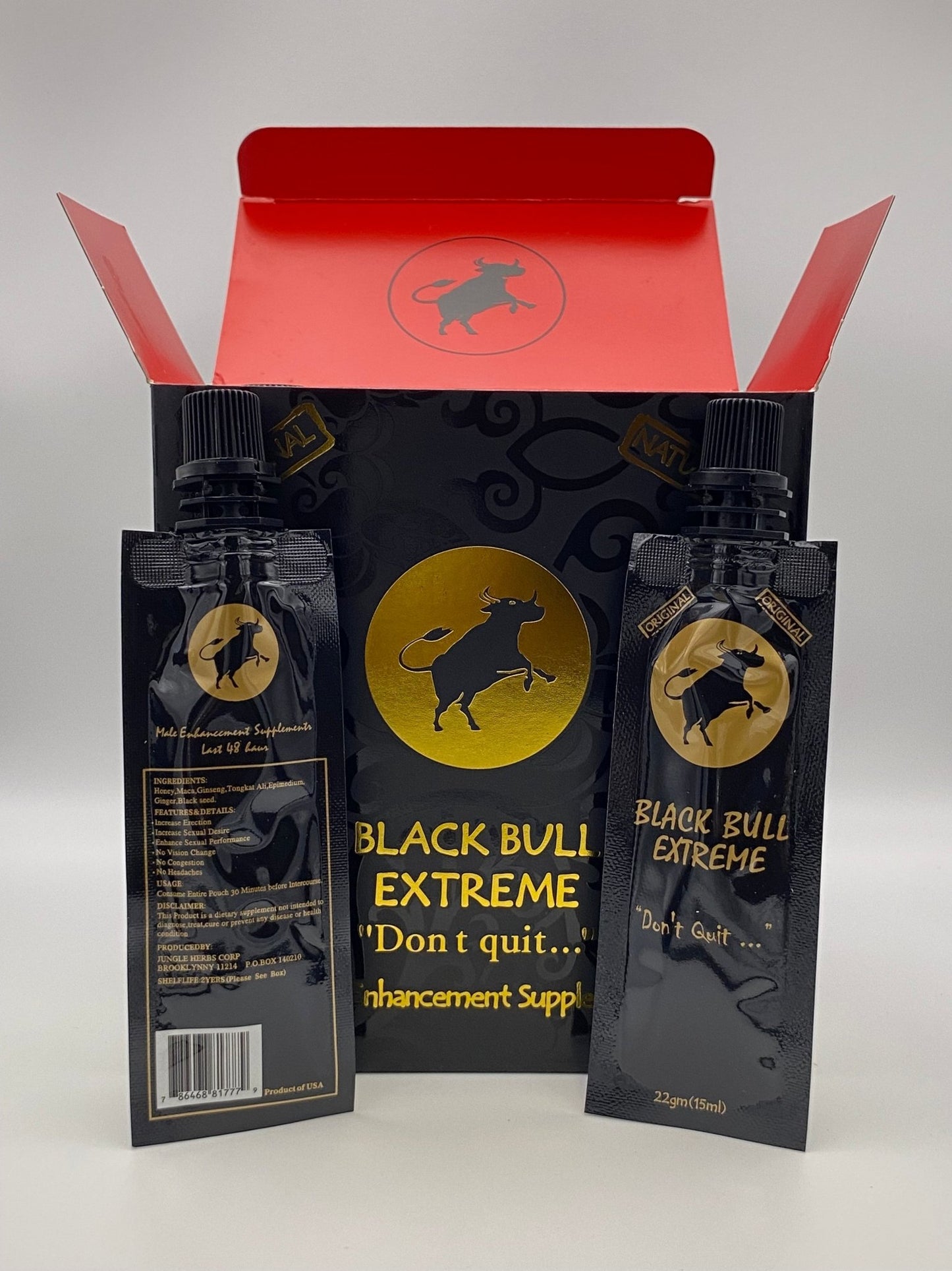 Black Bull Extreme “Don’t Quit…” (12 Sobres de 22 g) – Afrodisíaco Natural para Hombres - The Profit Store
