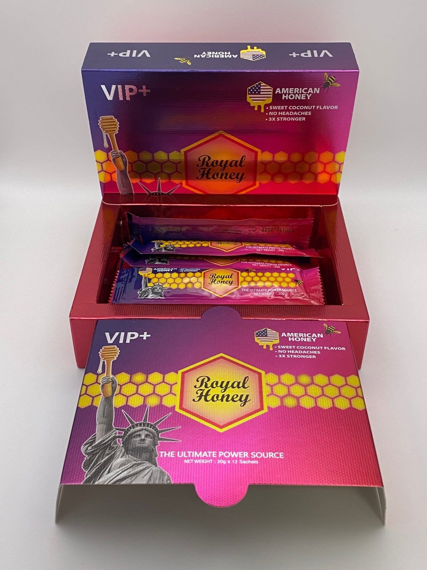 Royal Honey VIP+ American Honey (12 Sobres de 20 g) – Afrodisíaco Natural para Hombres - The Profit Store