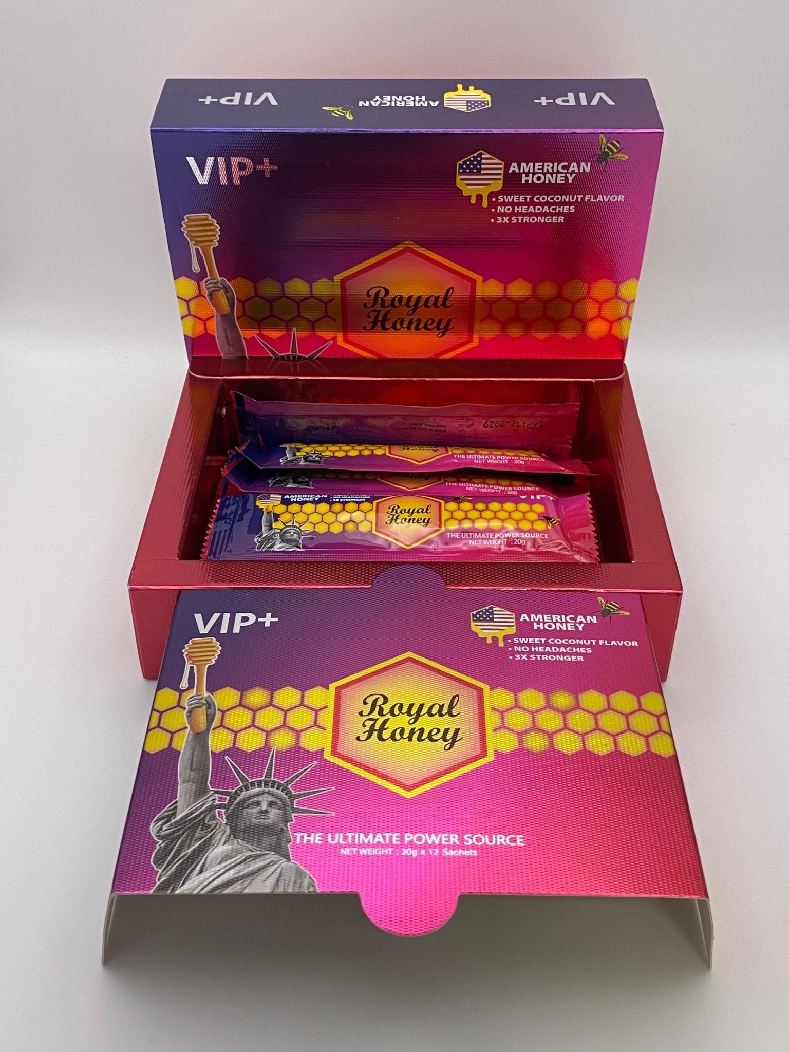 Royal Honey VIP+ American Honey (12 Sobres de 20 g) – Afrodisíaco Natural para Hombres - The Profit Store